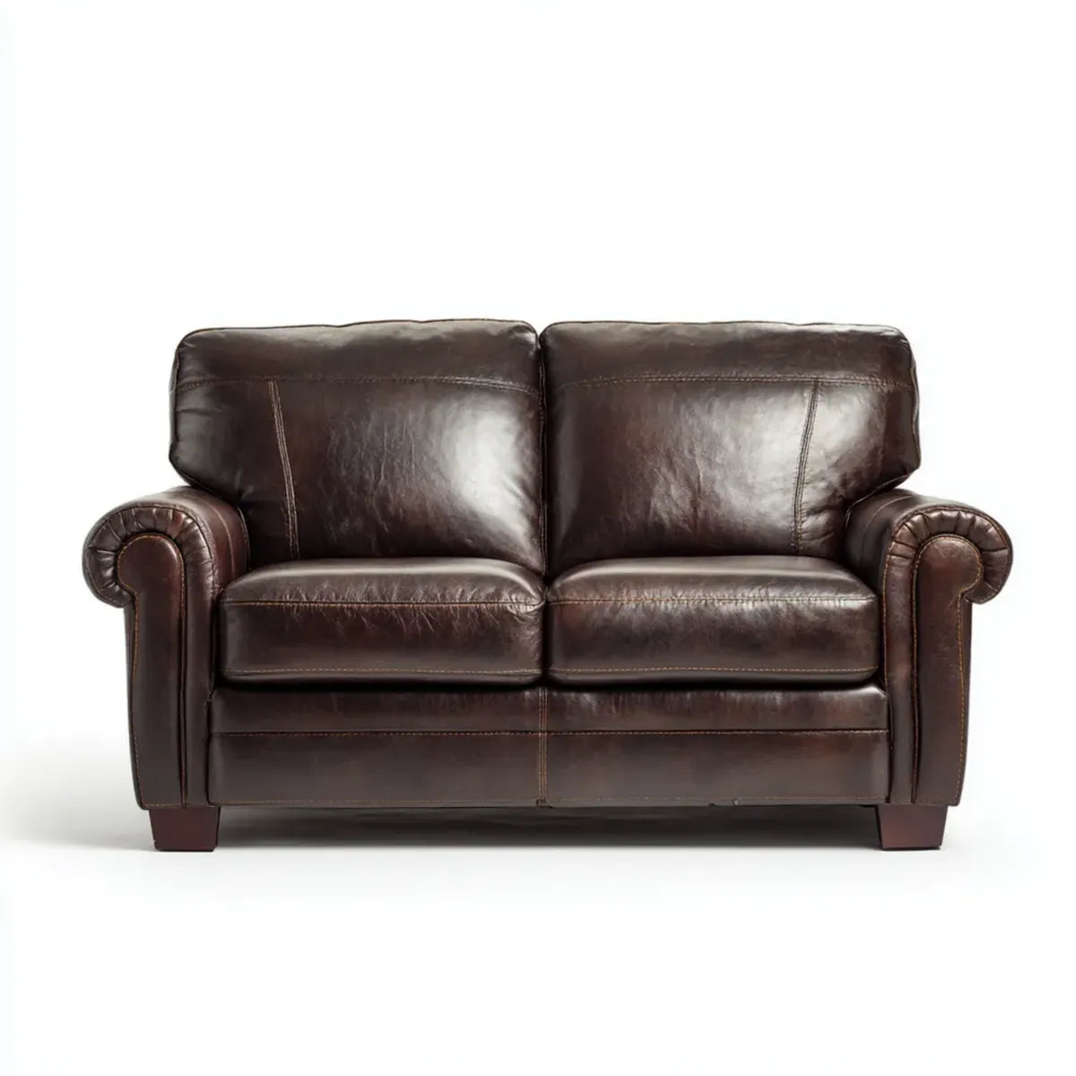 Canapé 2 places droit marron foncé en PU 165 x 92 x 90 cm