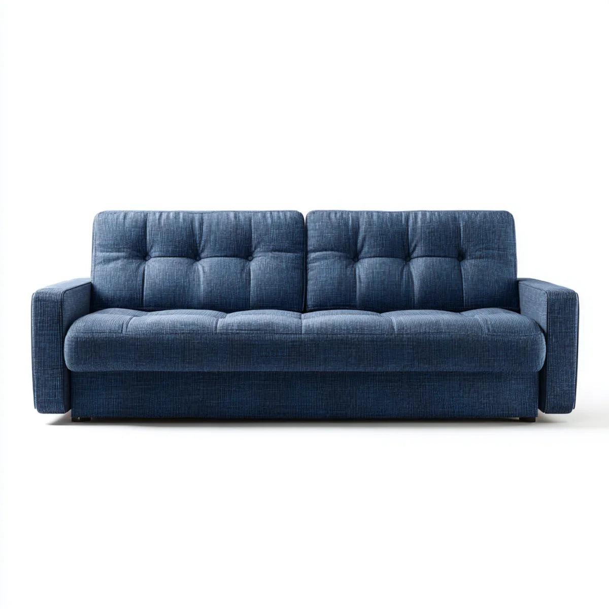 Canapé 3 places droit bleu marine en velours côtelé de polyester 210 x 90 x 85 cm
