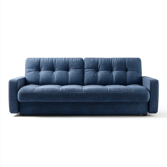 Canapé 3 places droit bleu marine en velours côtelé de polyester 210 x 90 x 85 cm