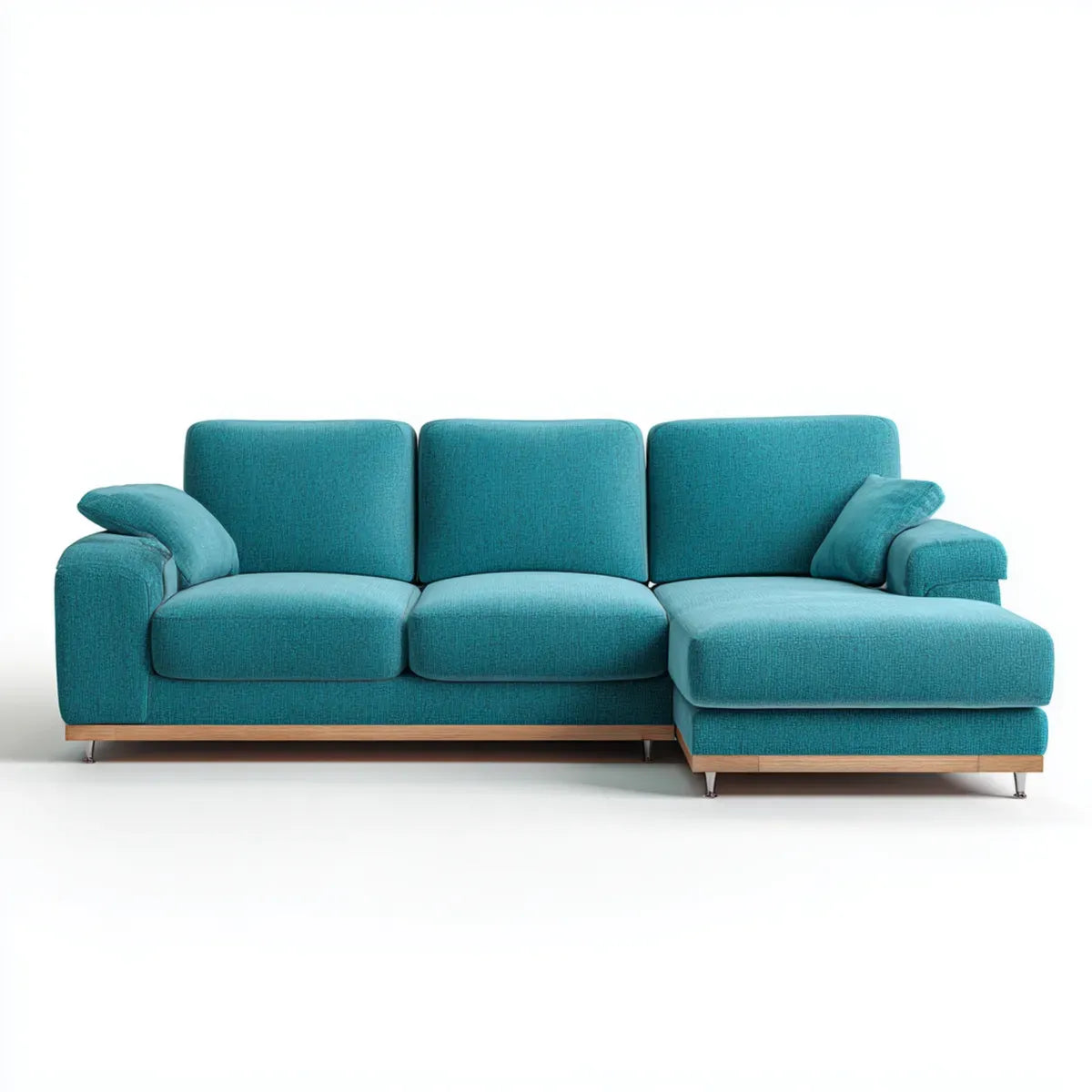Canapé d’angle 3 places turquoise en polyester avec méridienne droite 280 x 160 x 85 cm