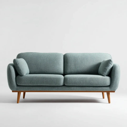 Canapé 2 places bleu gris 160 x 82 x 82 cm en polyester forme droite
