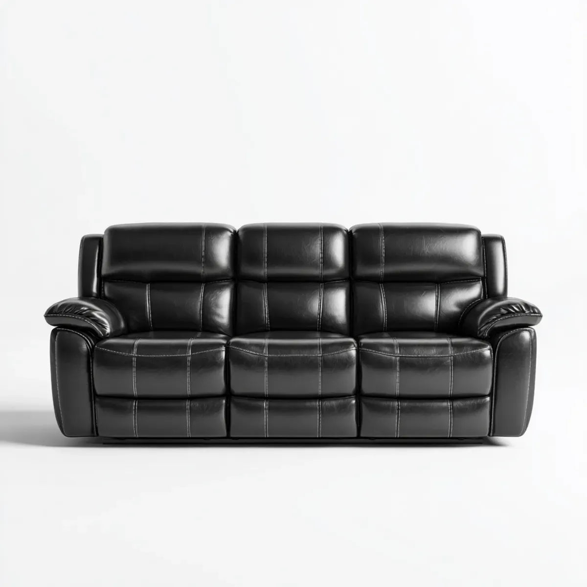 Canapé 3 places noir en PVC 210 x 90 x 95 cm forme droite