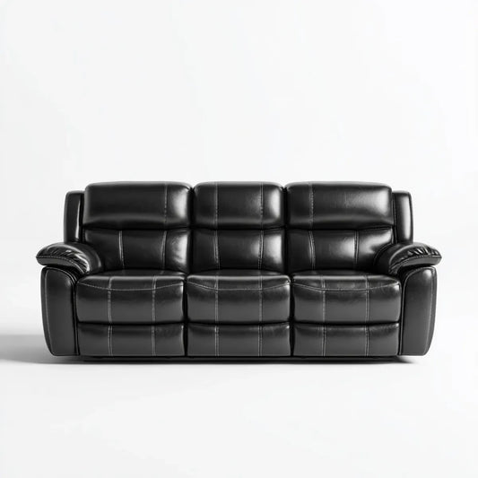 Canapé 3 places noir en PVC 210 x 90 x 95 cm forme droite